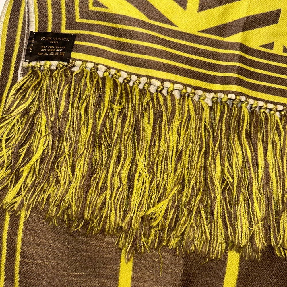 Louis Vuitton Brown & Green Chevron Wool Scarf - Picture 10 of 16